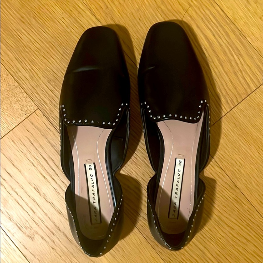 Zara black flats with studs